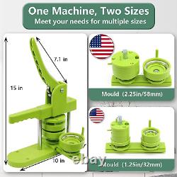 Machine à fabriquer des boutons Tailles multiples Machine à fabriquer des épingles 1,25 pouces + 2,25 pouces