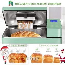 Machine à pain grande de 2,2 livres - Double chauffage, 17-en-1 machine à pain avec revêtement vert