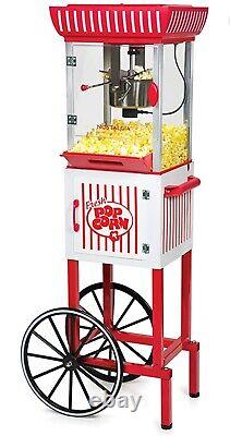 Machine à popcorn rétro classique, chariot avec une bouilloire de 2,5 oz qui fait 10 tasses.