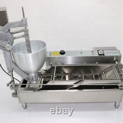 Machine automatique à double rangée de fabrication de beignets avec 3 moules et friteuse à beignets