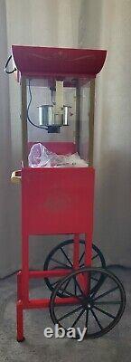 Popcorn Maker Cart, 2,5 Oz Kettle Fait 10 Tasses, Retro Classic Popcorn Machine